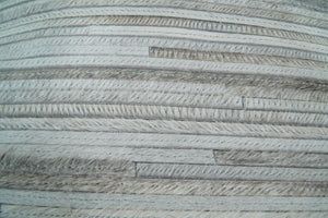 Modern Stripes Ivory and Gray Genuine leather Pillow with Insert, Cushion | PL16