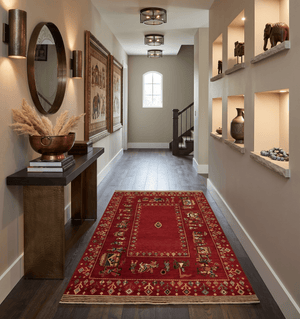 Modern Style Maroon 5x7 Wool Hand Knotted Antique Rug