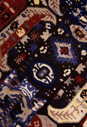 Modern Tribal Design Maroon Hand Tufted 4x8 Wool Area Rug
