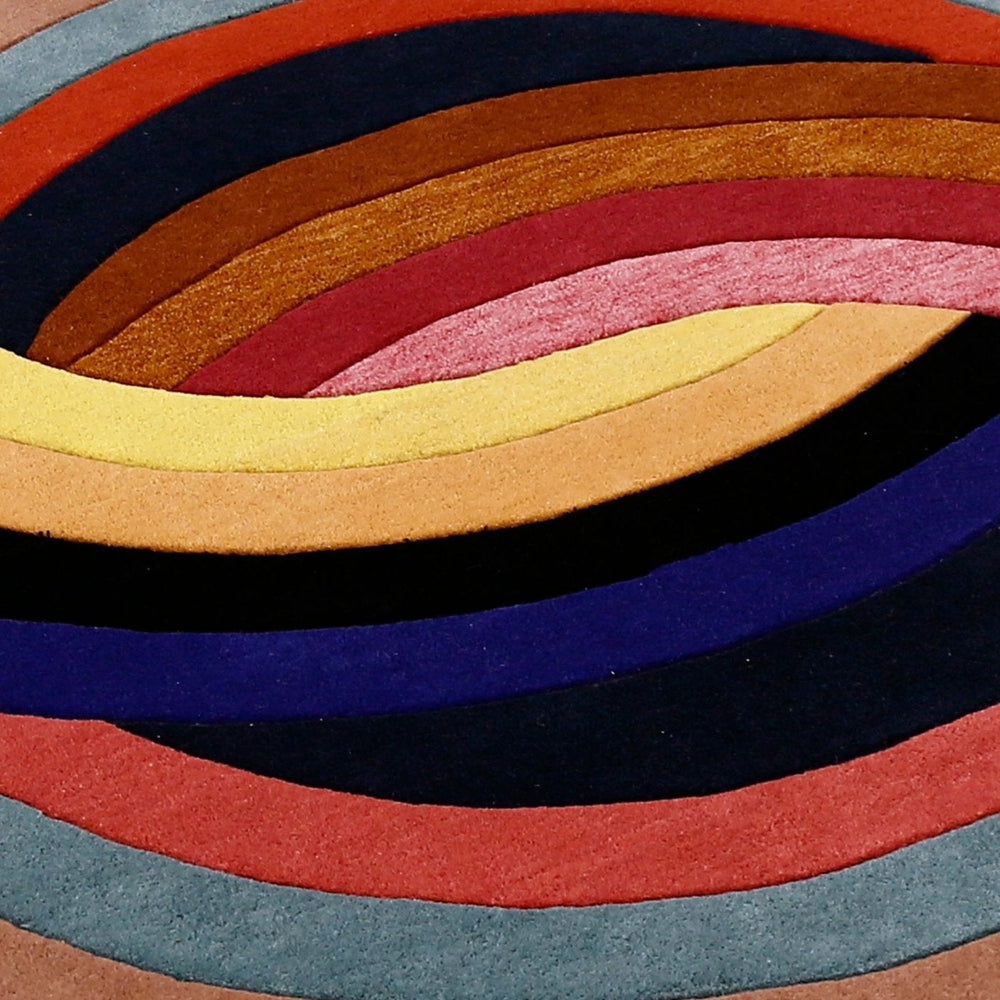 Modern Twin Rings Multicolor Hand Tufted 5x7 Wool Rug