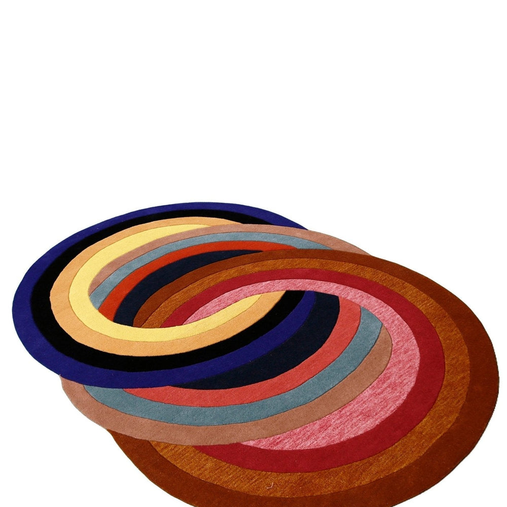 Modern Twin Rings Multicolor Hand Tufted 5x7 Wool Rug