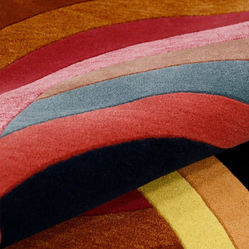 Modern Twin Rings Multicolor Hand Tufted 5x7 Wool Rug