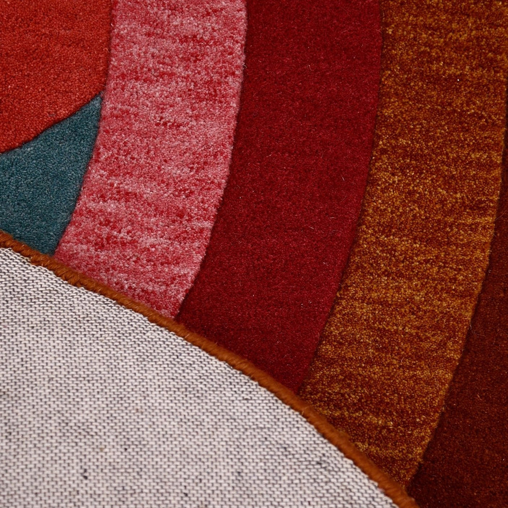 Modern Twin Rings Multicolor Hand Tufted 5x7 Wool Rug