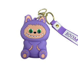 Silicone Labubu Coin Purse Key Chain Pendant (Purple Pizzazz Edition)