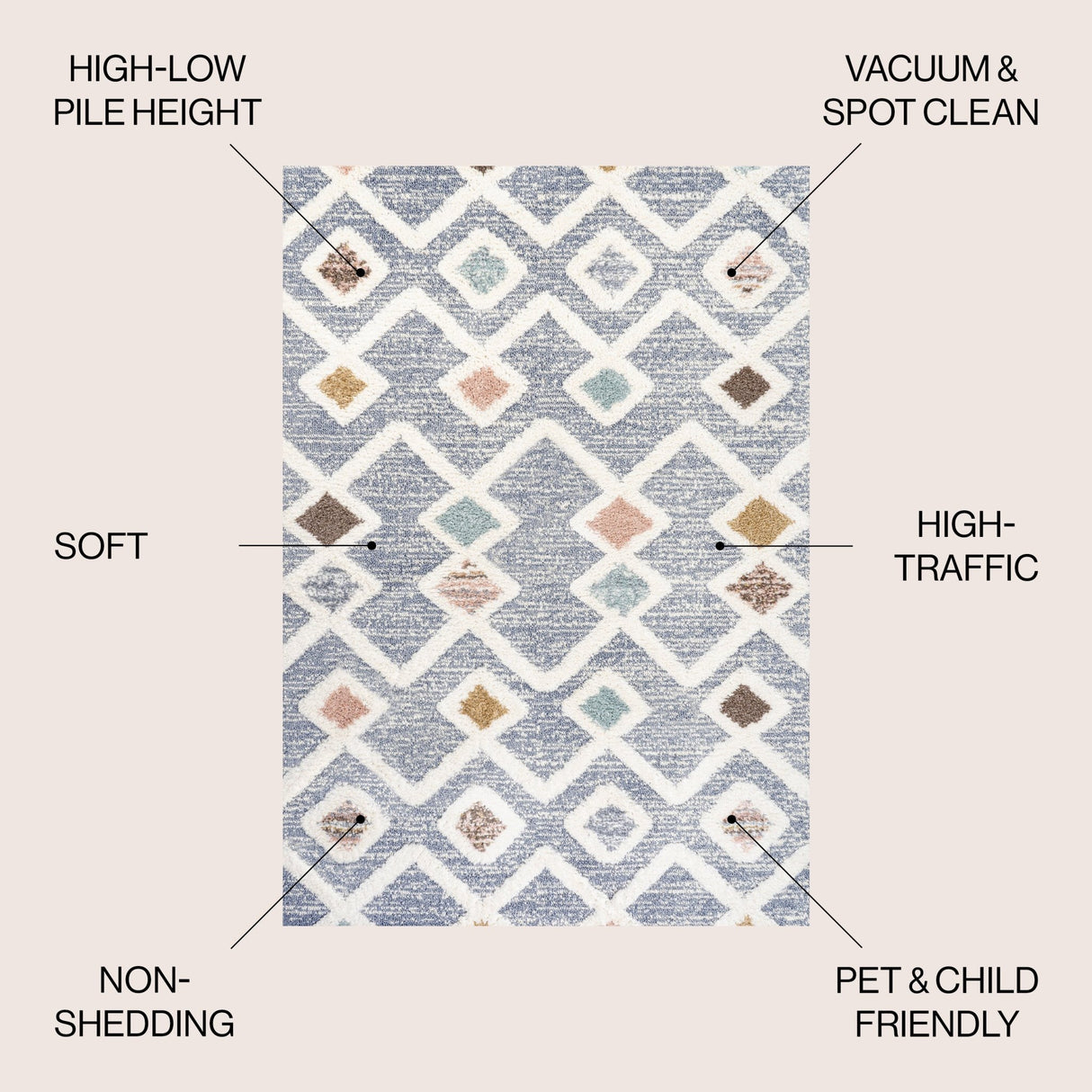 Monique Trellis High - Low Area Rug - Tuesday Morning - Area Rugs