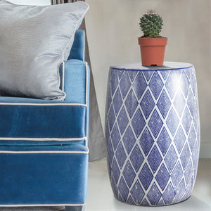 Moroccan ceramic drum garden stool artisan - Tuesday Morning - Outdoor Tables