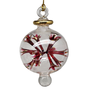 Blown Glass Pierced Starburst Ornament - Red