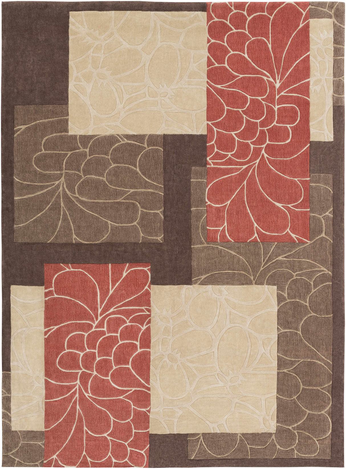 Brick Red-Brown Mosaic Area Rug - Clearance