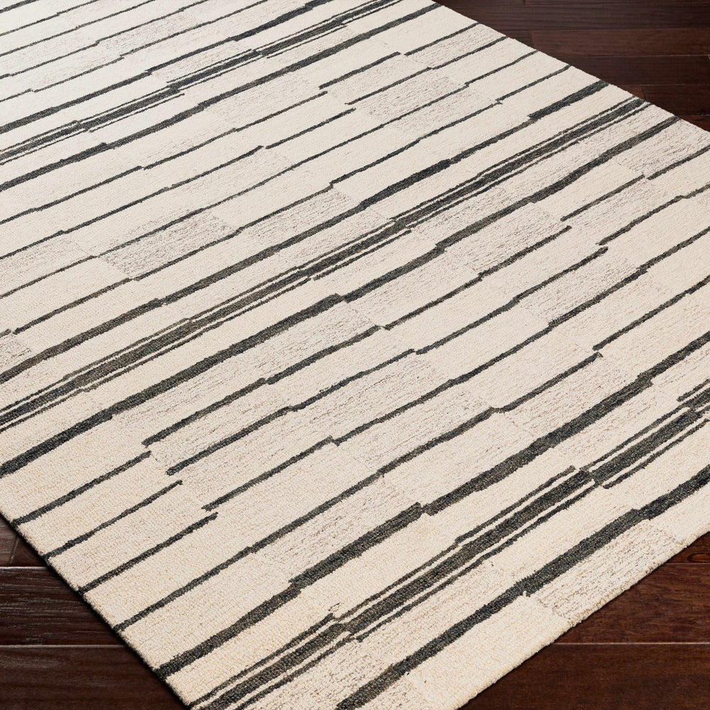 Moorebank Black Striped Wool Rug