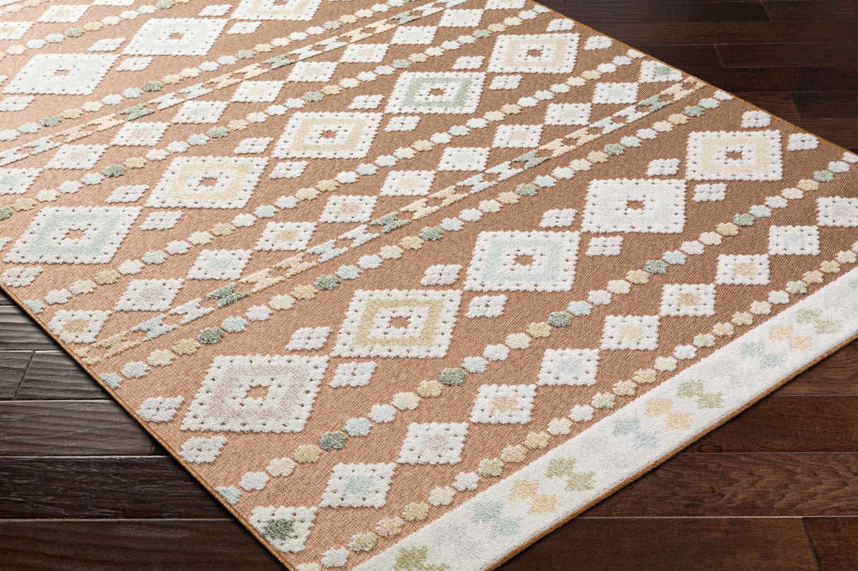 Metta Rust Outdoor Area Rug - Clearance