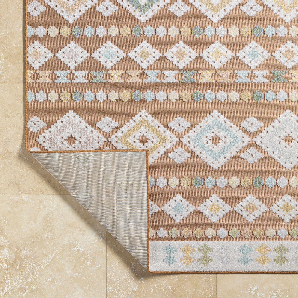 Metta Rust Outdoor Area Rug - Clearance