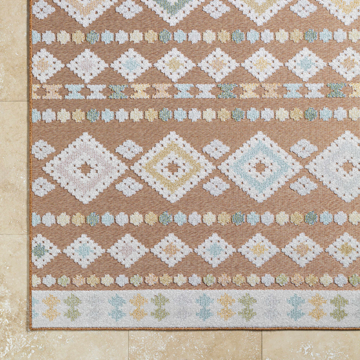 Metta Rust Outdoor Area Rug - Clearance