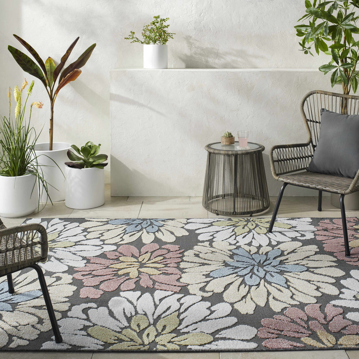 Minga Charcoal Outdoor Area Rug - Clearance