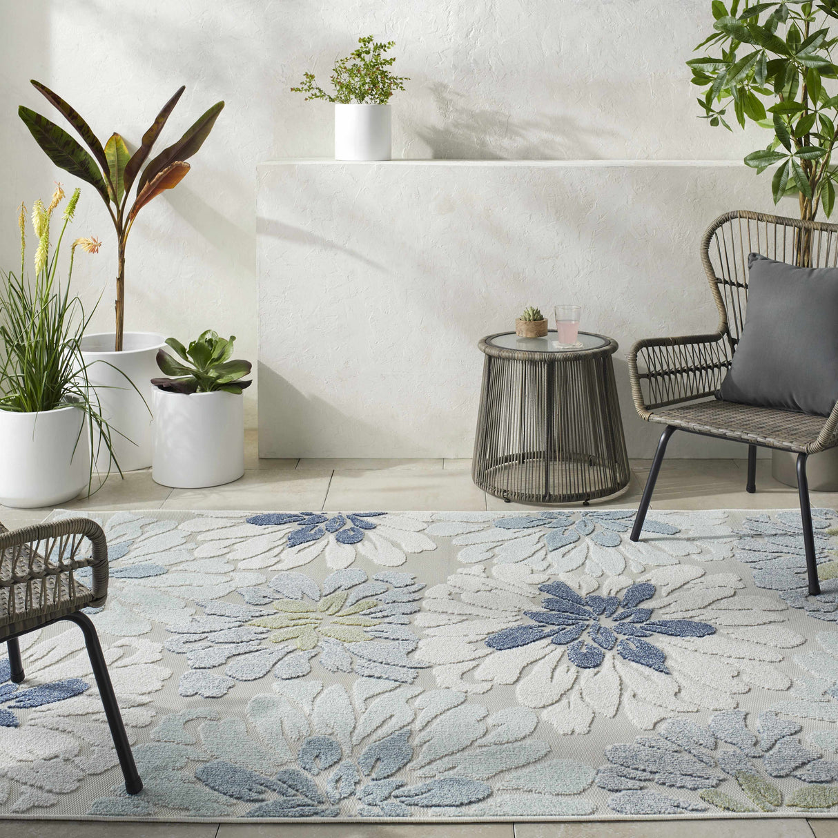 Minga Cream Outdoor Area Rug - Clearance