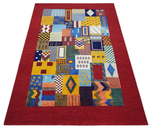 5x7 Multicolor Abstract Wool Hand Woven Southwestern Lori Gabbeh Rug