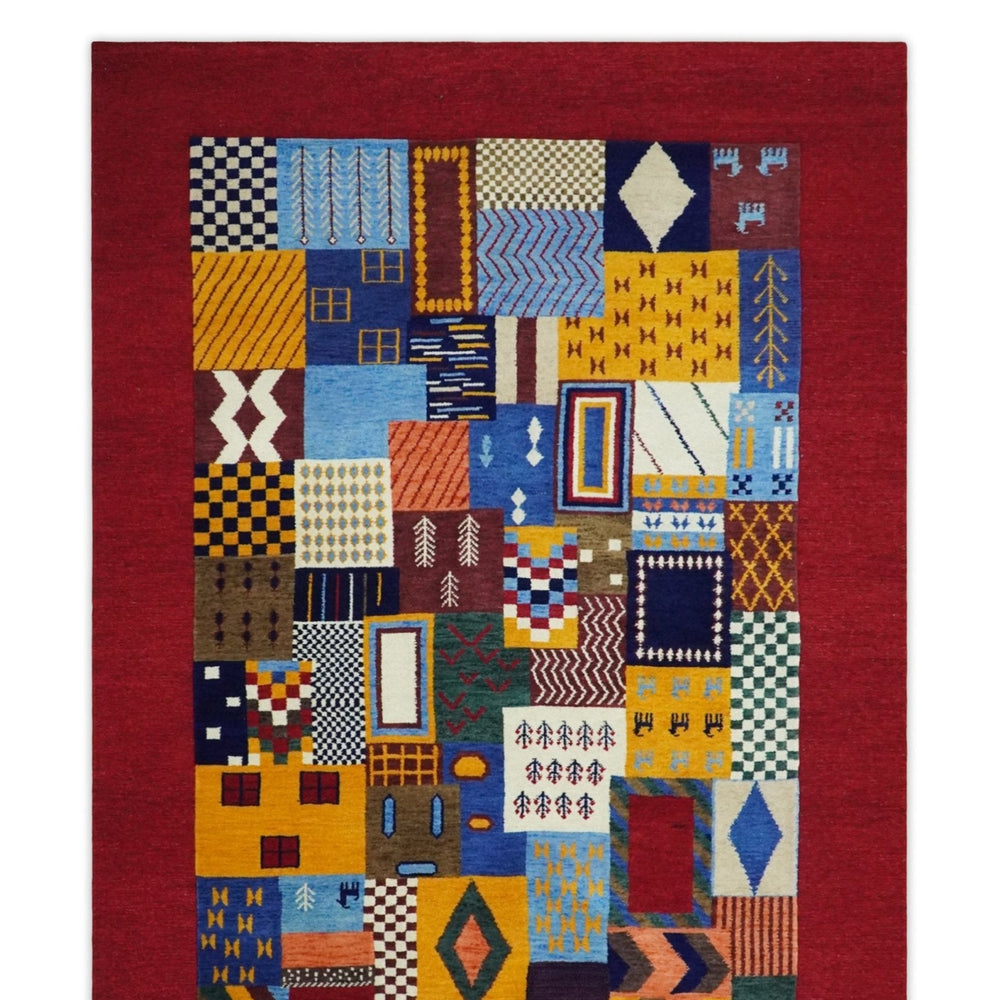 5x7 Multicolor Abstract Wool Hand Woven Southwestern Lori Gabbeh Rug