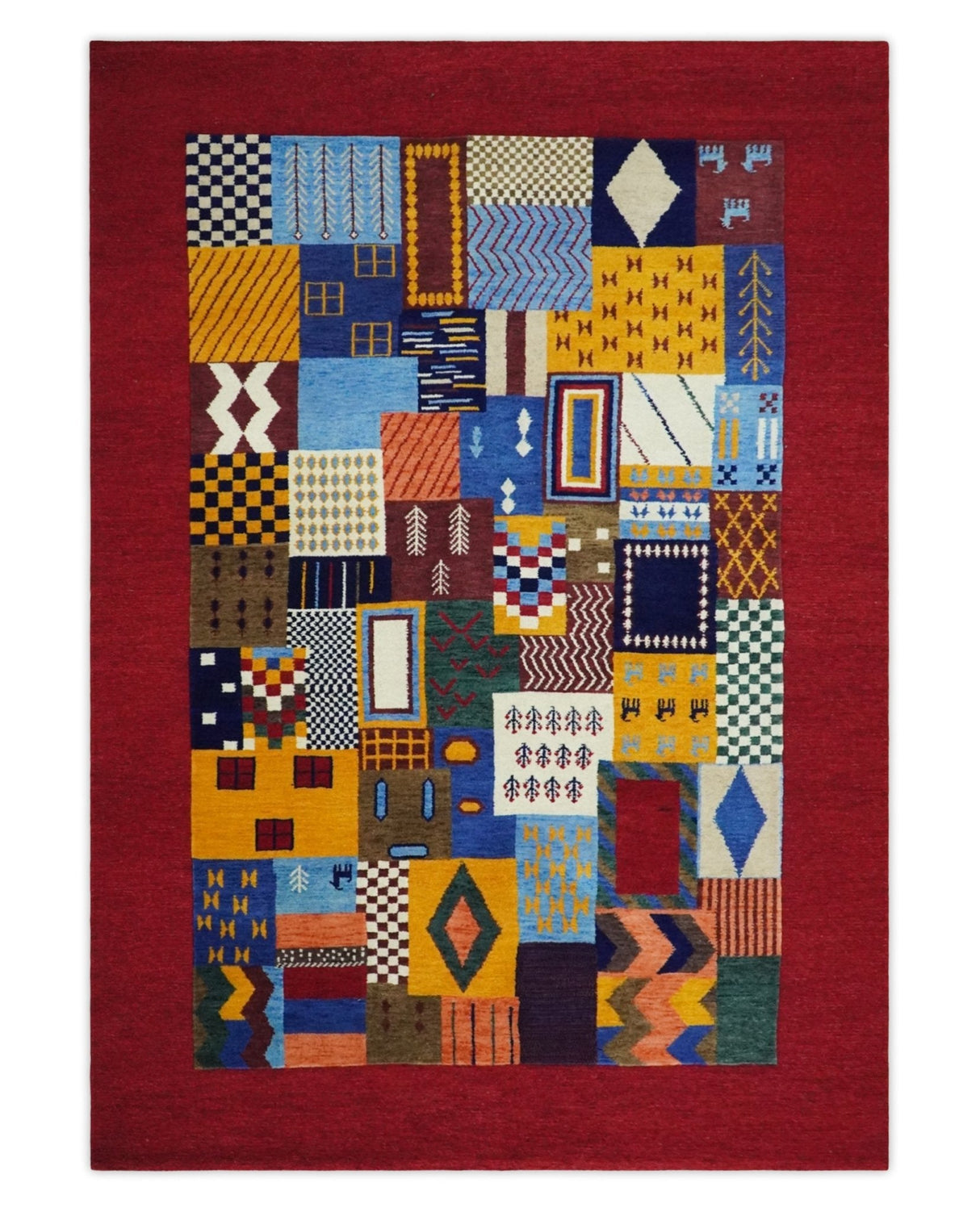 5x7 Multicolor Abstract Wool Hand Woven Southwestern Lori Gabbeh Rug
