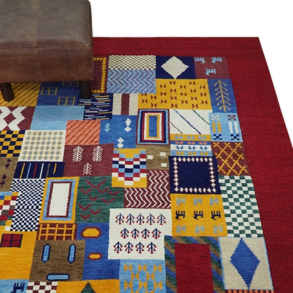 5x7 Multicolor Abstract Wool Hand Woven Southwestern Lori Gabbeh Rug
