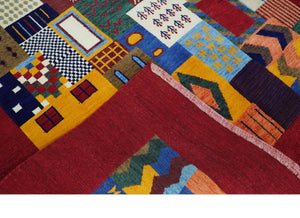 5x7 Multicolor Abstract Wool Hand Woven Southwestern Lori Gabbeh Rug