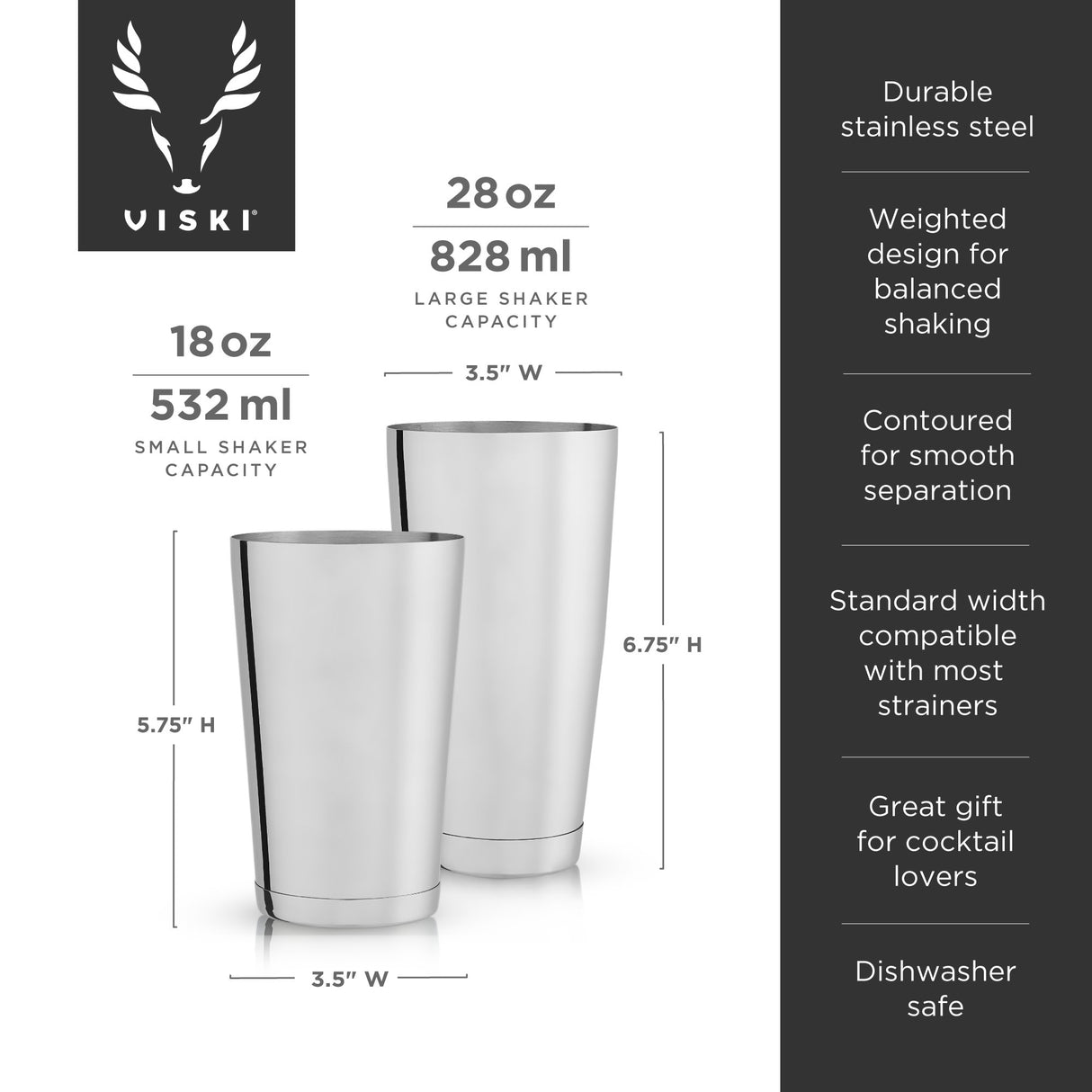 2-piece harrison shaker tin set in stainless steel viski®