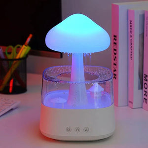 Mushroom Cloud Rain Humidifier with LED Night Light Quiet Diffuser