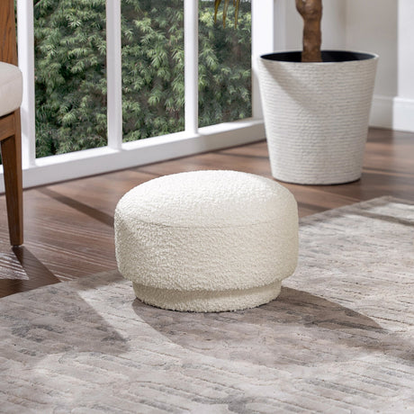 Mushroom Footstool with Sherpa - Textured Upholstery - Accent Stools