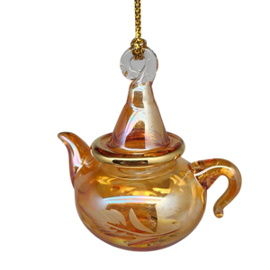 Egyptian Glass Teapot Ornaments - Etched Gold