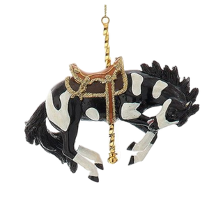 Resin Carousel Ornament - Black and White Horse