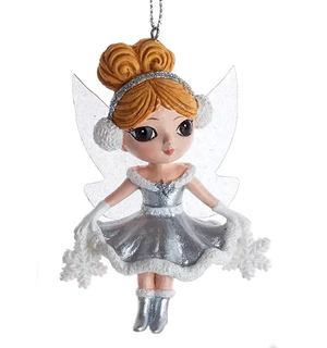 Silver Fairy Elves Ornament -