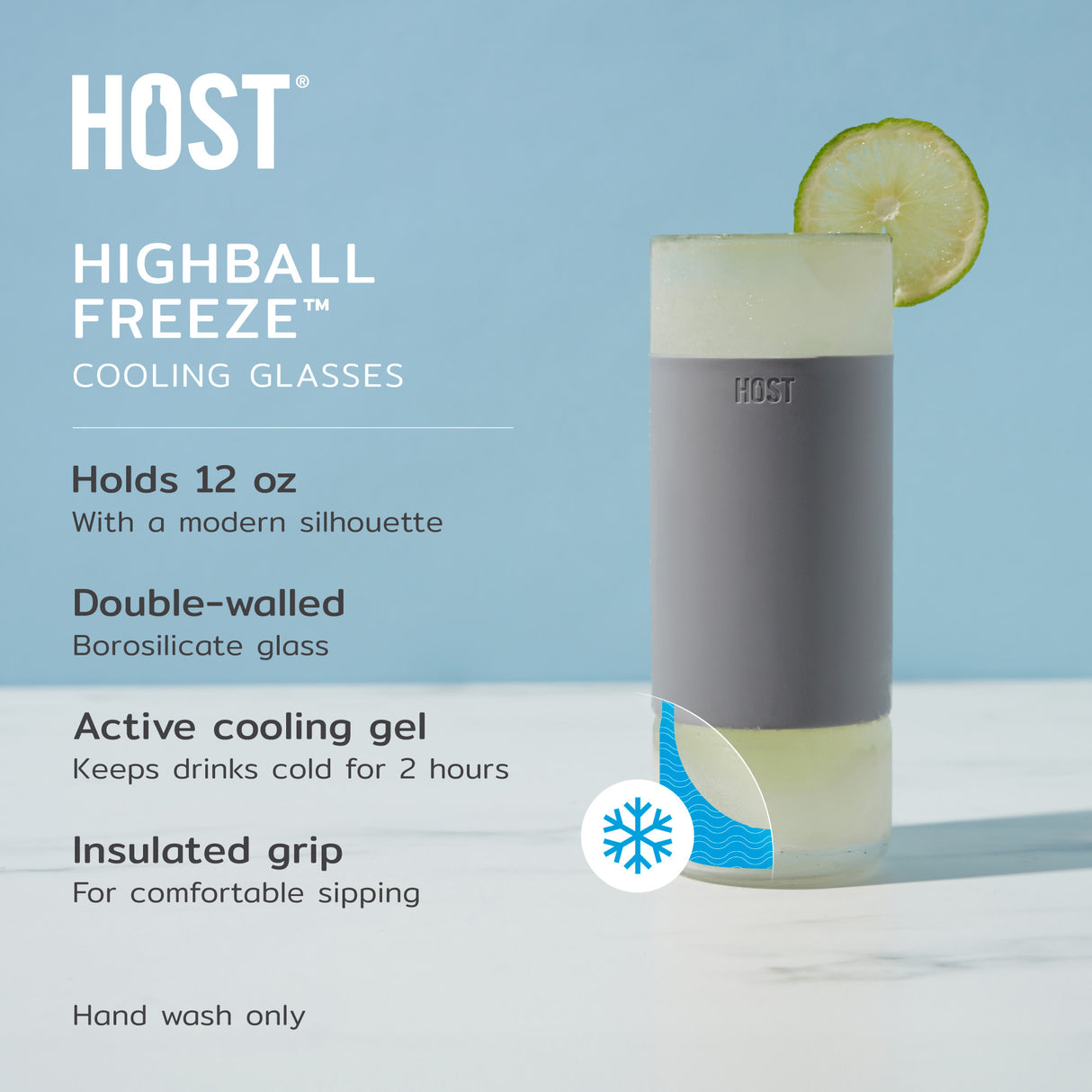 Glass freeze™ highball glass (set of two) in gray by host®