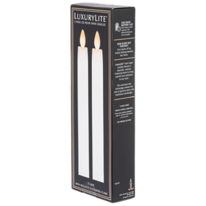 White LED Resin - 2 Piece Taper Candle Set