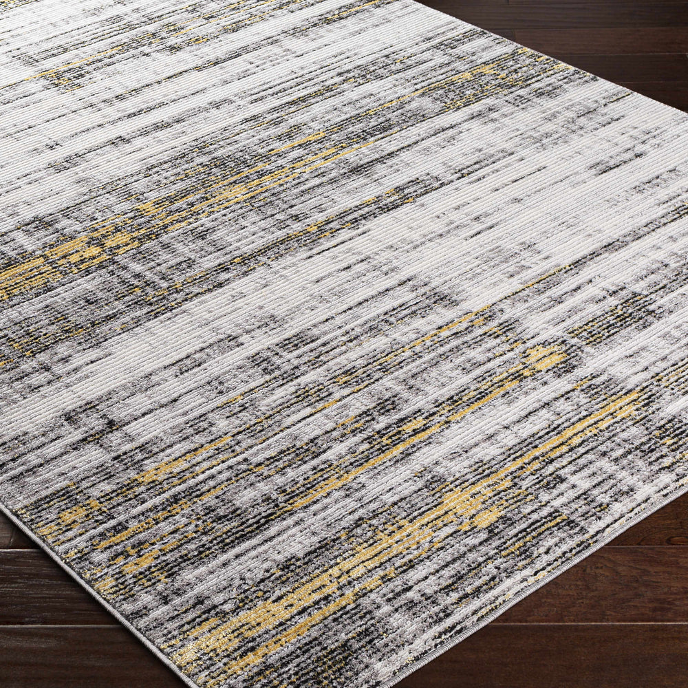 Moy Gray&Yellow Striped Area Rug - Clearance