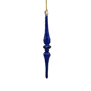 Outer Swirl Icicle Glass Ornaments - Cobalt - Double Torus
