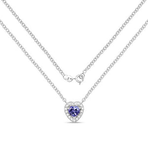 0.55 Carat Genuine Tanzanite and White Topaz .925 Sterling Silver Necklace