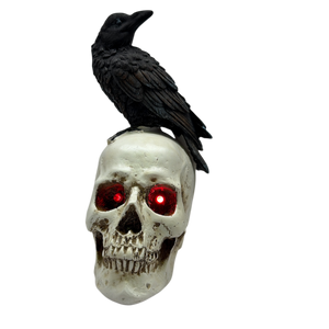 Gothic Crow on Skull Light-Up Figurine - The Shadow Hunter