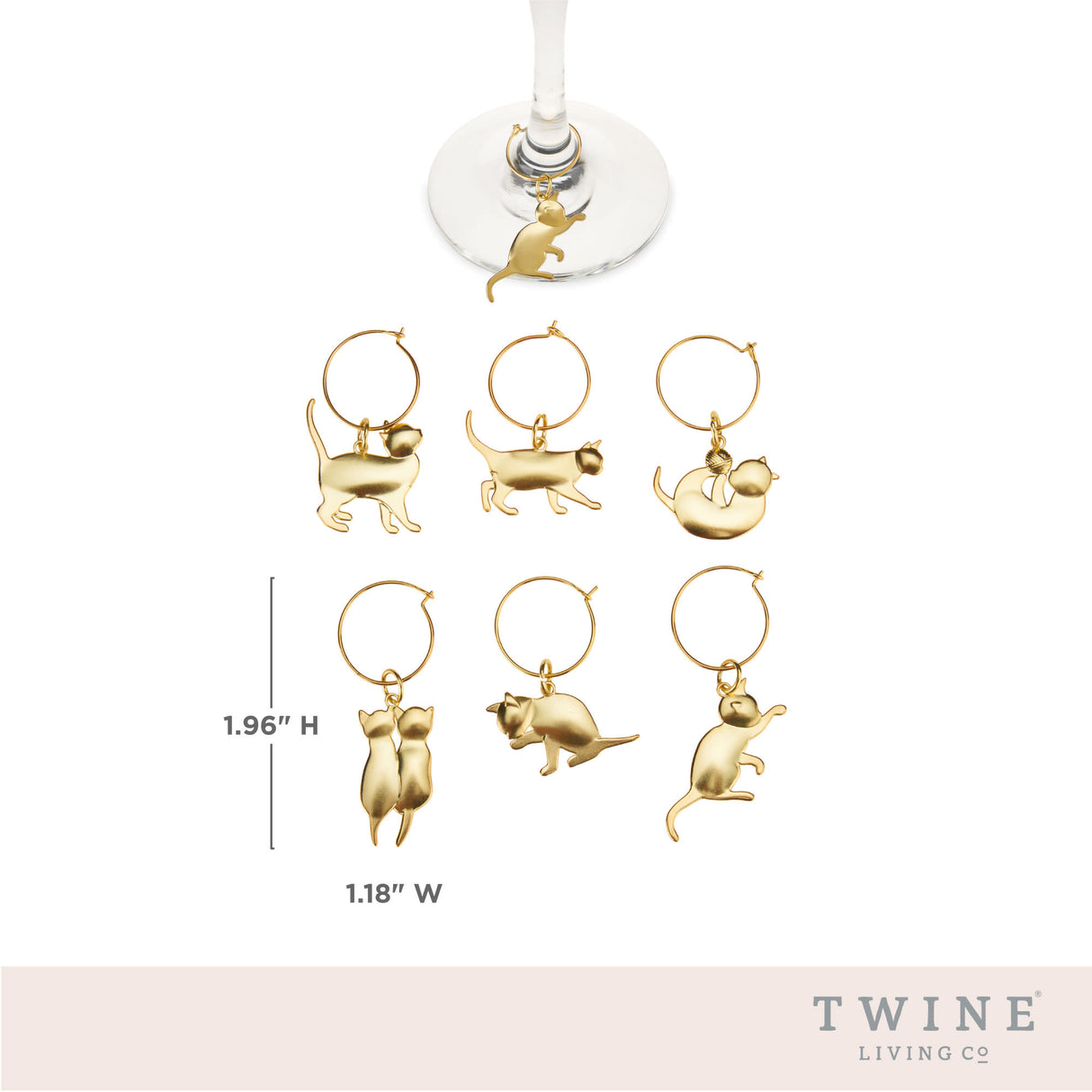 Gold cat wine charms by twine®