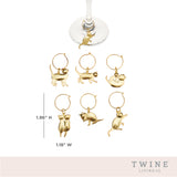 Gold cat wine charms by twine®