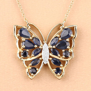 2.94 Carat Genuine Blue Sapphire and White Zircon .925 Sterling Silver Necklace
