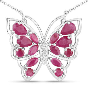 2.88 Carat Genuine Ruby and White Zircon .925 Sterling Silver Necklace