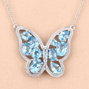 5.54 Carat Genuine Swiss Blue Topaz .925 Sterling Silver Necklace