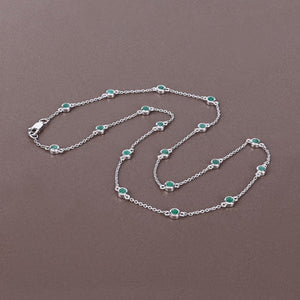 1.80 Carat Genuine Emerald .925 Sterling Silver Necklace