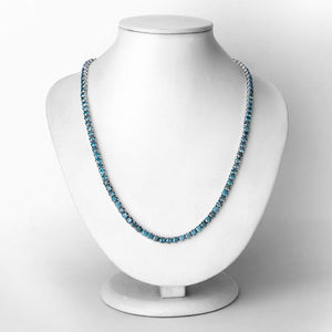 33.24 Carat Genuine Blue Diamond 14K White Gold Necklace