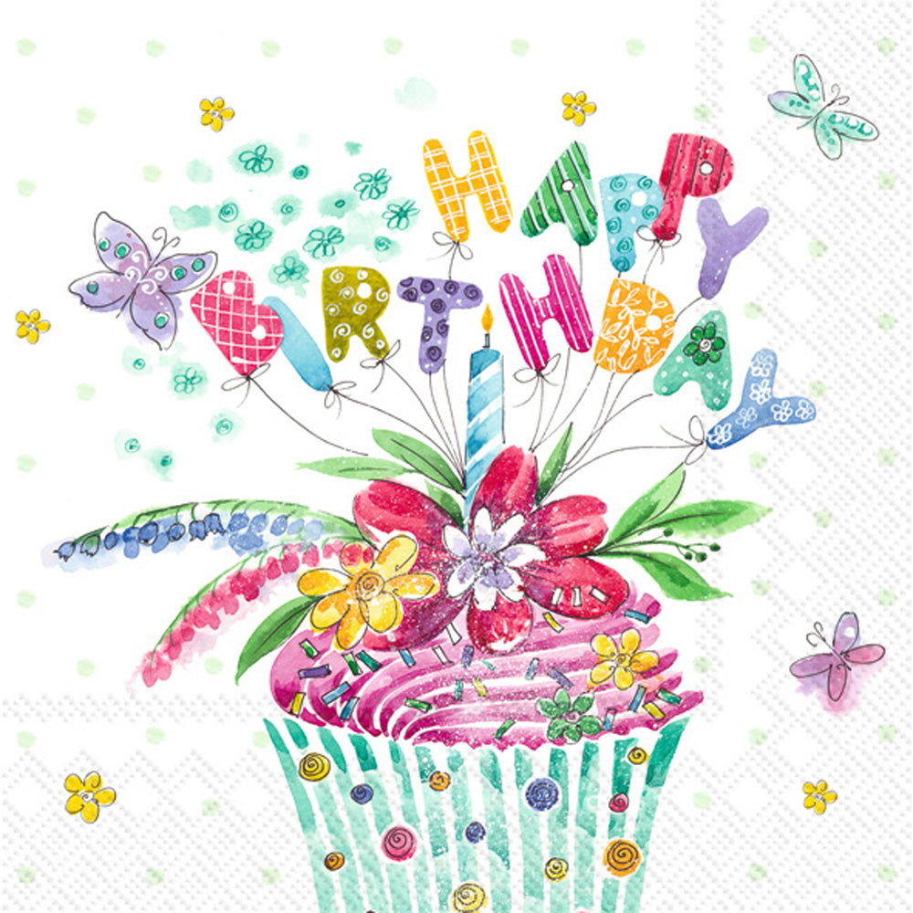 Birthday Cupcake - Cocktail Napkin