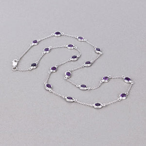 6.12 Carat Genuine Amethyst .925 Sterling Silver Necklace