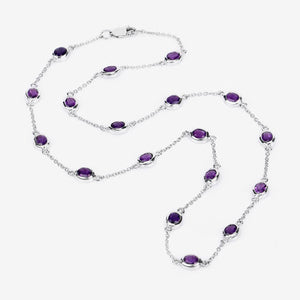 6.12 Carat Genuine Amethyst .925 Sterling Silver Necklace