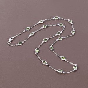 6.30 Carat Genuine Peridot .925 Sterling Silver Necklace
