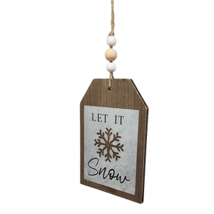 Holiday Tag Sign with Beaded Hanger -
