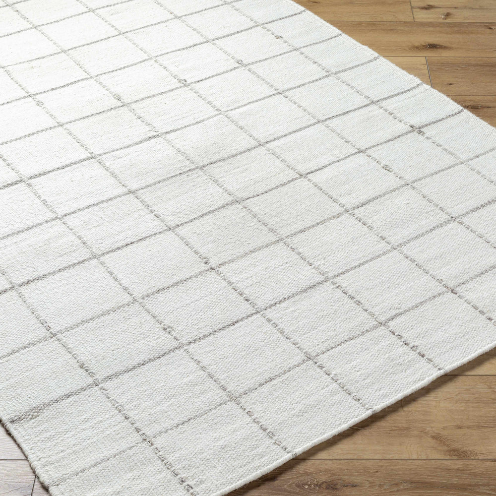 Nissa White Gray Checkered Wool Rug