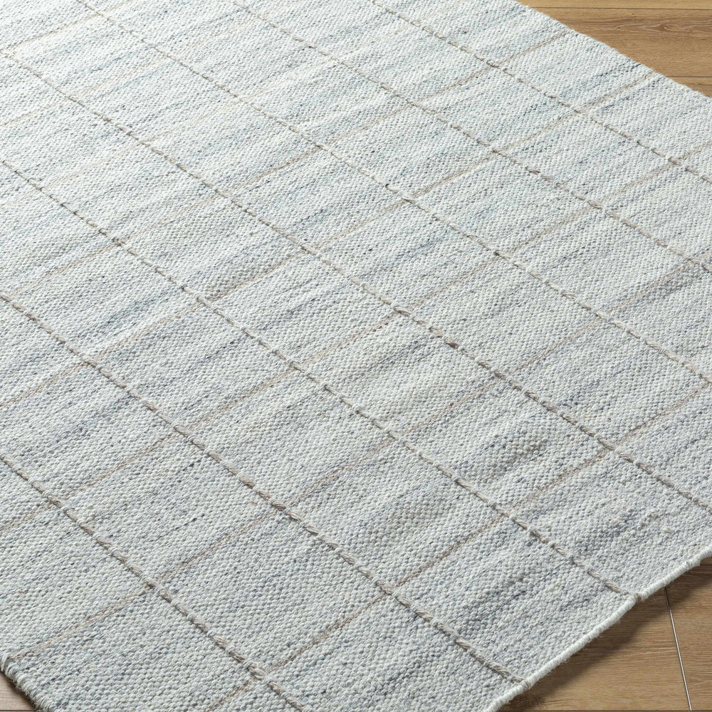 Nissa Light Gray Checkered Wool Rug