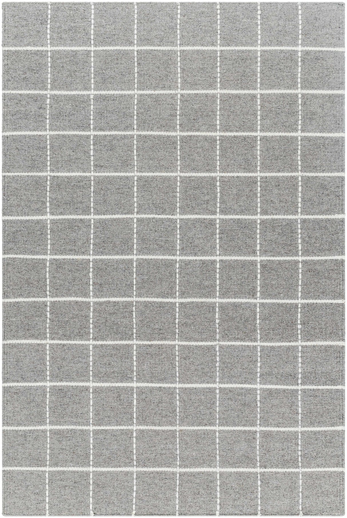 Nissa Gray Checkered Wool Rug